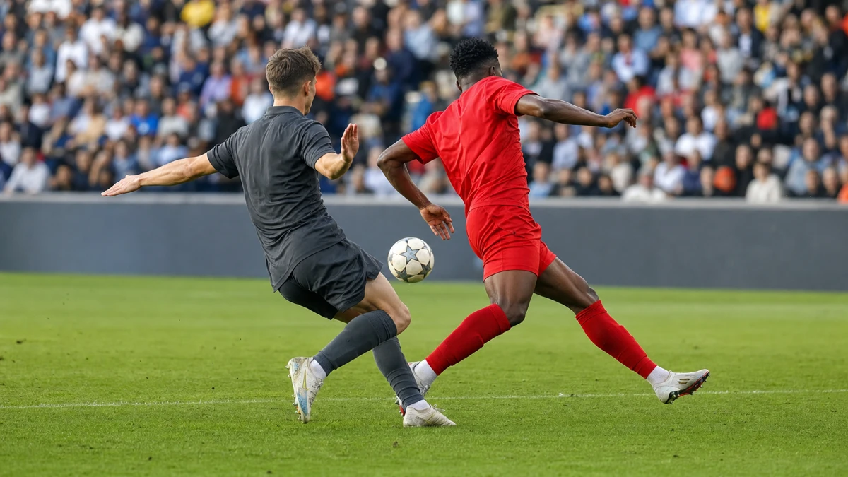 Spillsituasjon fra en fotballkamp i Champions League.